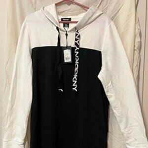 NWT DKNY Logo Hoodie Sweatshirt Dress Size XL